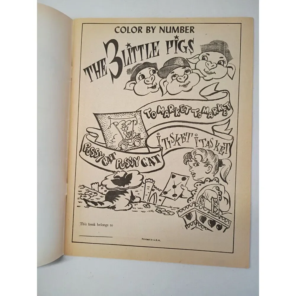 Vintage Color By Number Paperback Books 4 New Unused 1950's-60's Fairy Tale